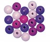 Karoliukai mediniai 12mm 32vnt. lilac colours