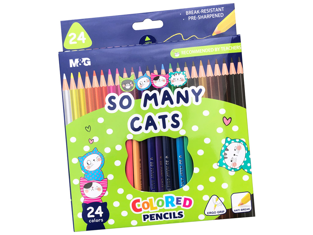 Krāsainais zīmulis M&G So Many Cats 24gab.