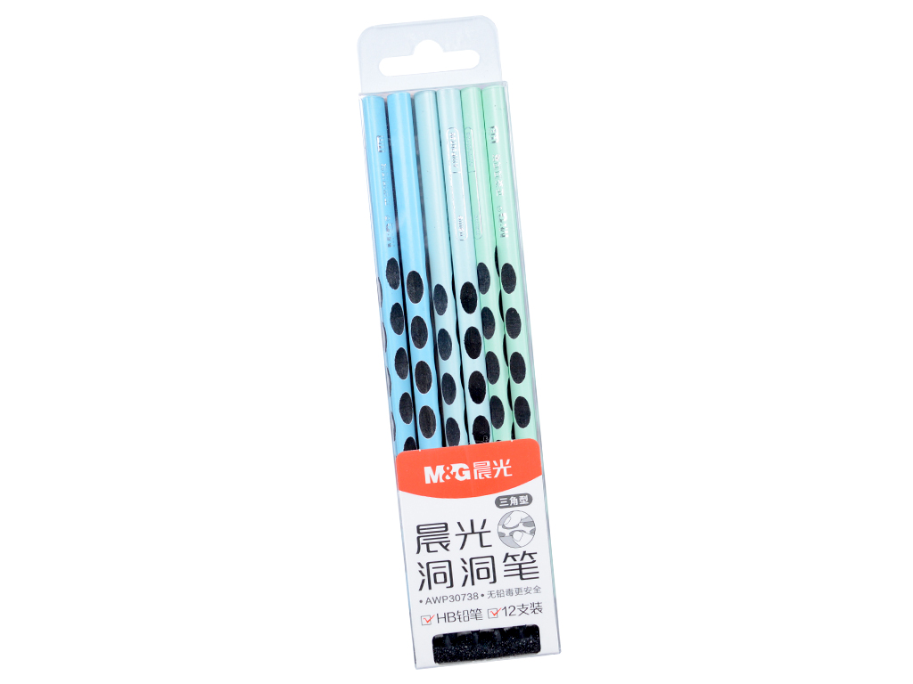 Graphite pencil M&G Non-slip Pastel Black Jumbo triangular shape HB 12pcs assorted