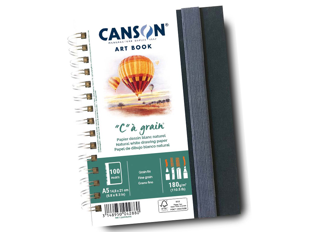 Zīmēšanas bloks Art Book C a Grain 14.8x21cm/180g 50 lapas ar spirāli ciets vāks ar gumiju