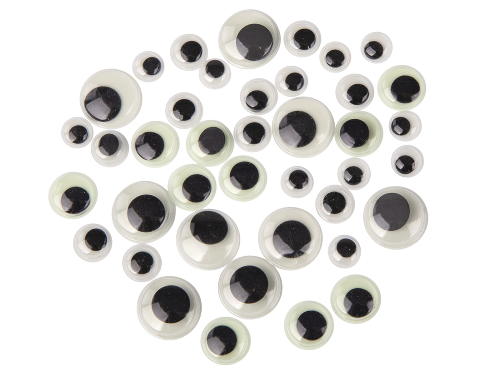 Plastic wiggling eyes Rayher 40pcs glow in the dark assorted