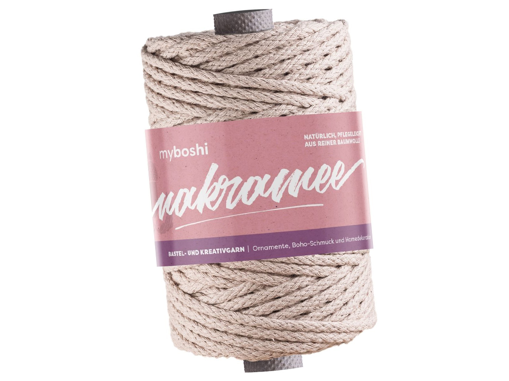 Macrame cord Myboshi Macramee 100% cotton 50m 4mm braided nude