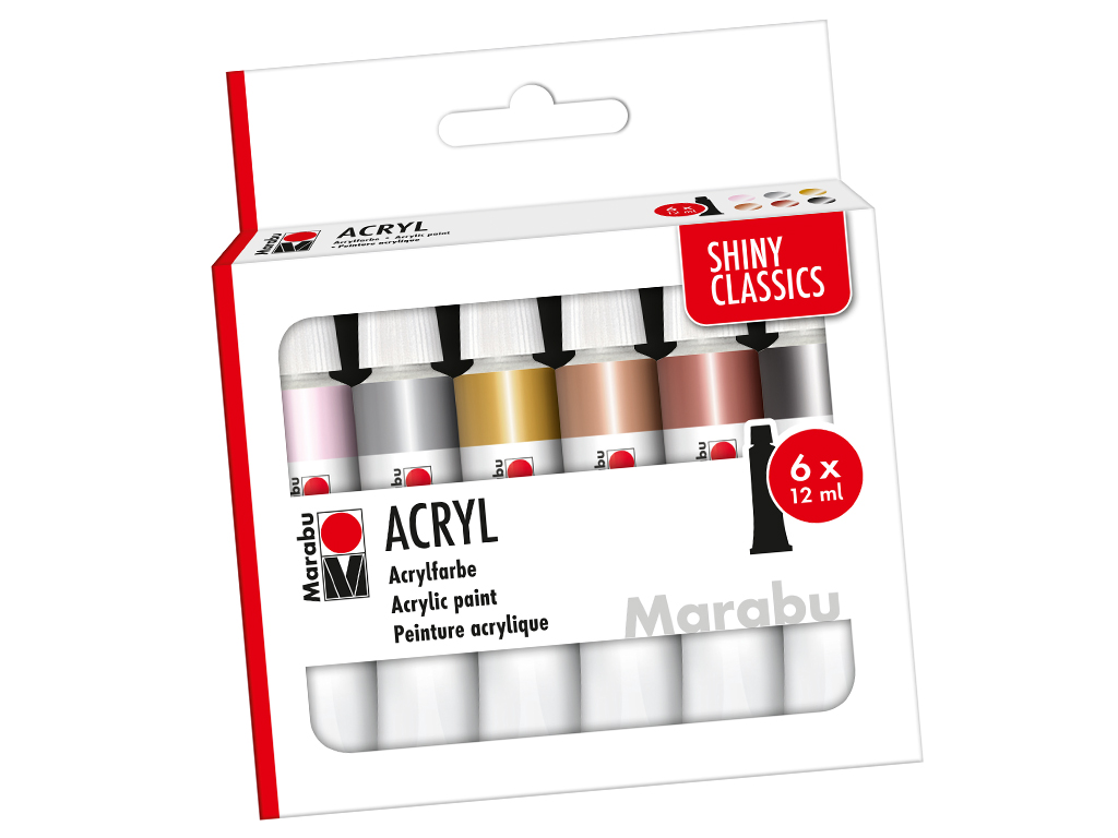 Acrylic set Marabu 6x12ml Shiny Classics