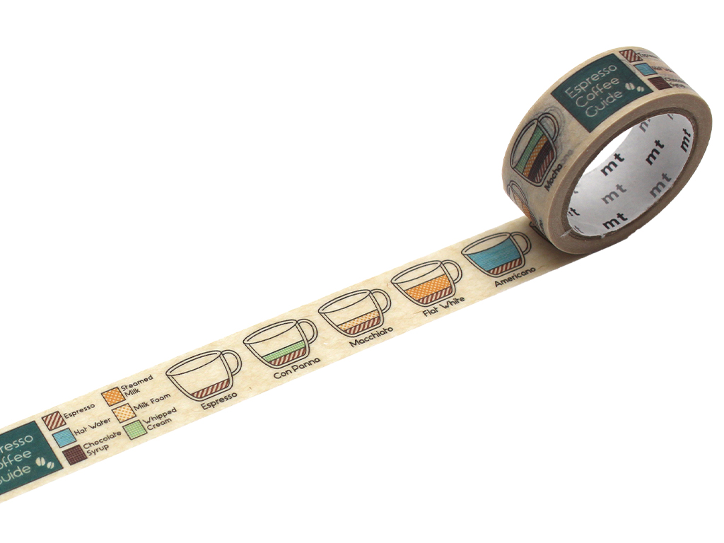 Washi teip mt upcycle 15mmx5m espresso coffee guide