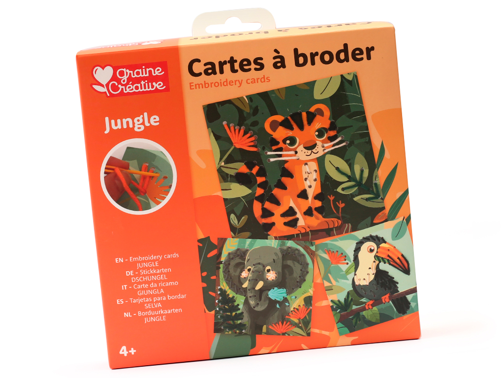 Tikkimise komplekt harjutamiseks Graine Creative 17x17cm 3tk džungel