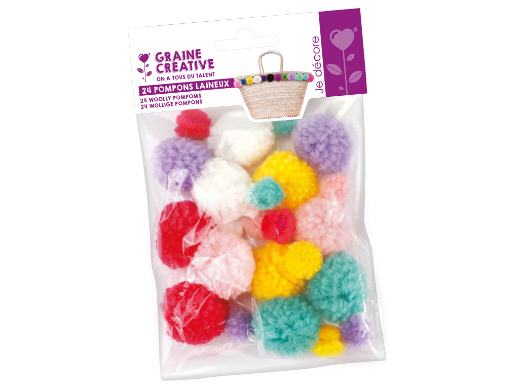 Pompons Graine Creative 15mm 30mm 24pcs white