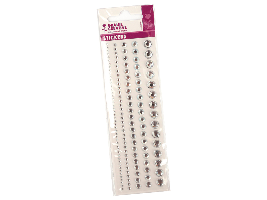 Plastic half beads Graine Creative self adhesive 2-8mm 140pcs crystal