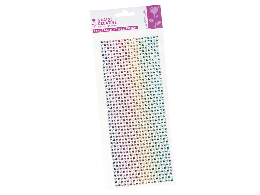 Plastic half beads Graine Creative self adhesive band 10x25cm rainbow