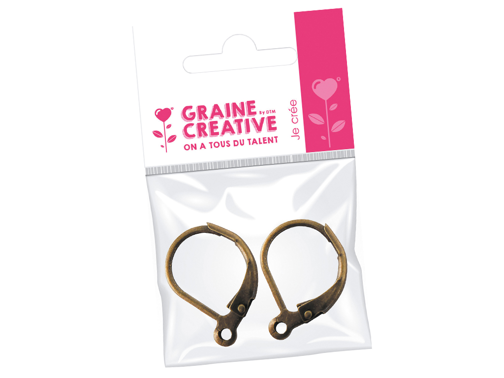 Earring hook openable Graine Creative 2pcs bronze blister