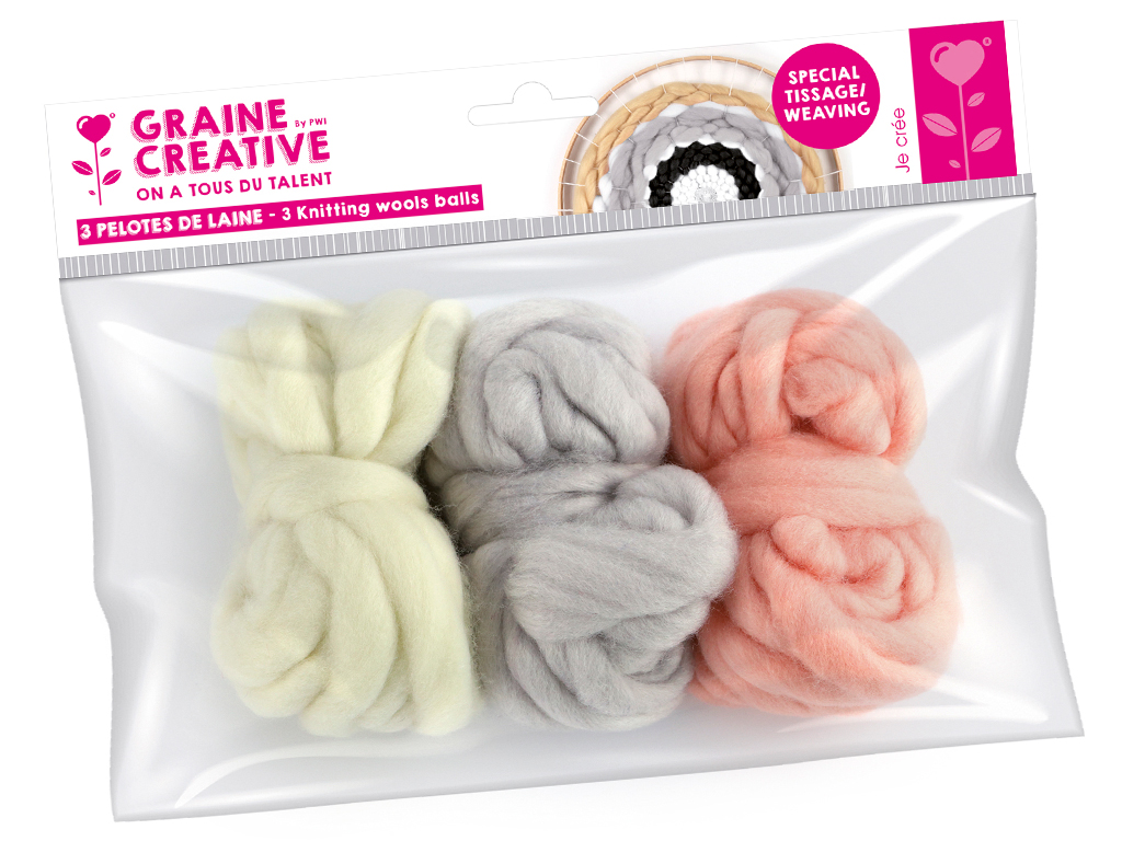 Felting wool Graine Creative 3x5m white-gray-pink on blister