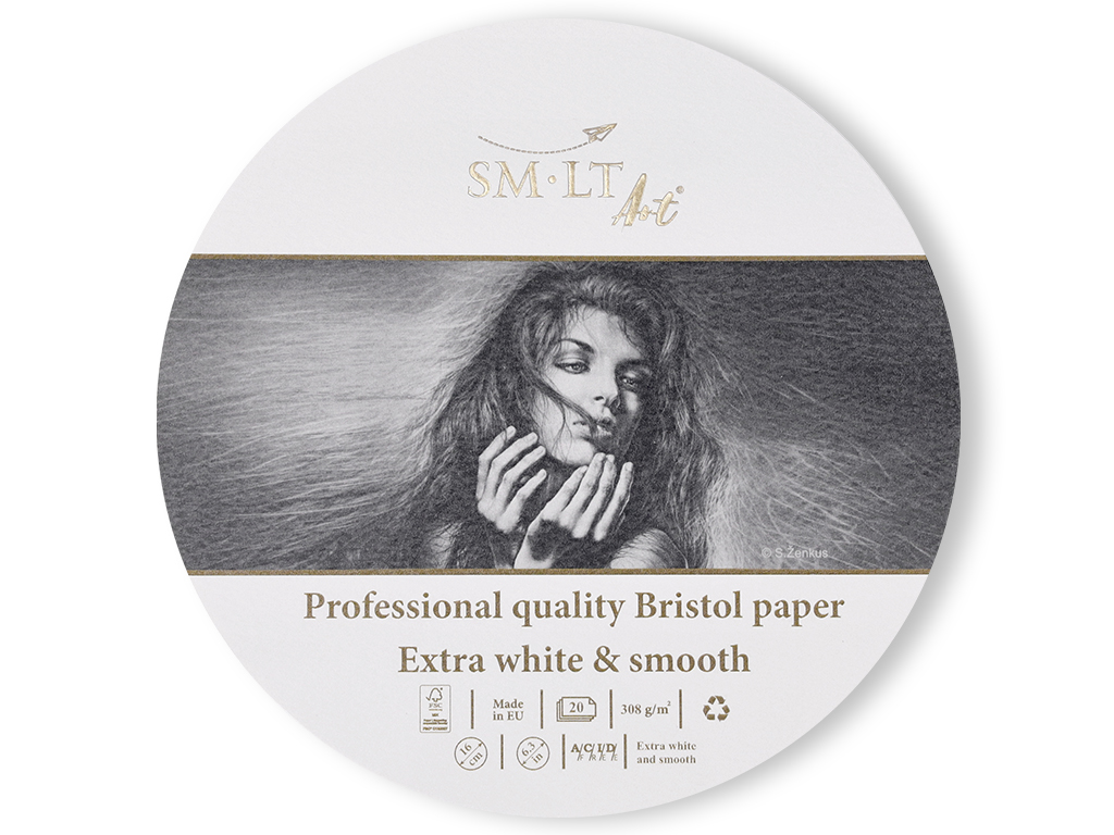 Zīmēšanas bloks Smlt Art Pro Bristol apaļa d=16cm/308g 20 lapas
