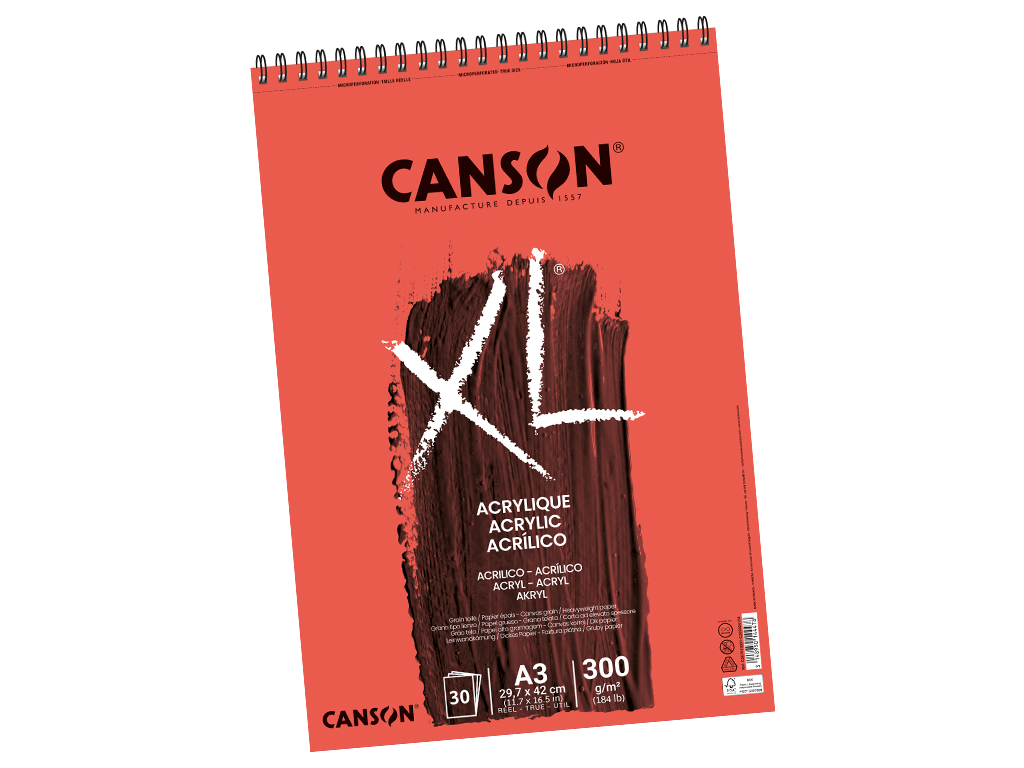 Akrüülipaberiplokk XL Acrylic A3/300g 30 lehte spiraal