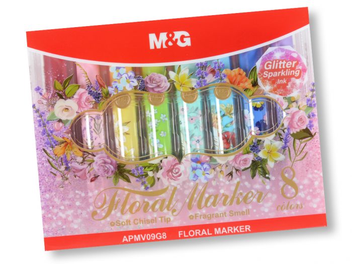Žymeklis M&G Floral Glitter kvapnus - 1/4